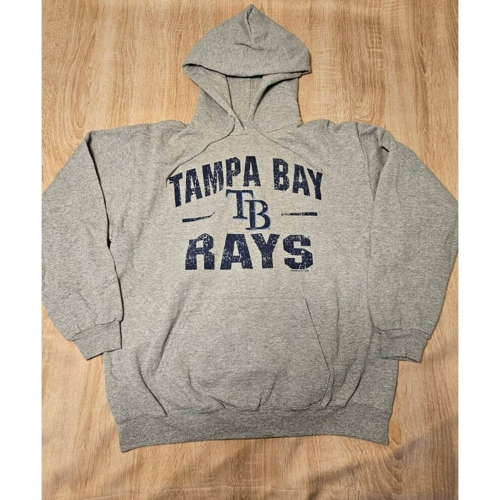 Tampa Bay Rays Mlb Gray Hoodie Sweatshirt Mens Size L Gray